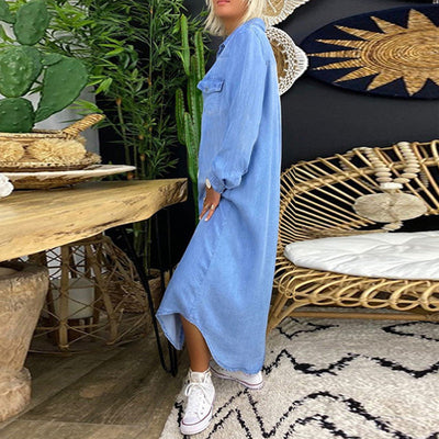 Dorota – Langärmliges Jeans Kleid