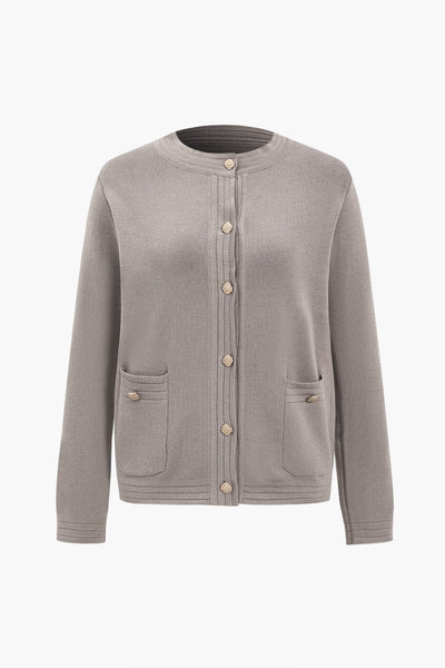 Rosina | Klassisches Strick-Zweiteiler-Set mit Cardigan & Wide-Leg-Hose