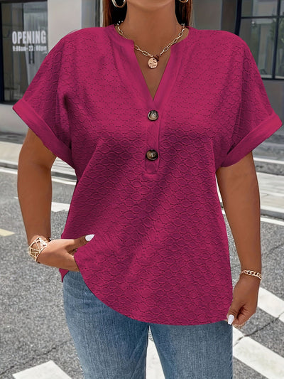 Susanna ™ | Lässige V-Ausschnitt Bluse mit Knopfdetails