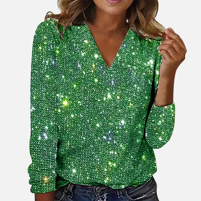 Sheray | Glitzerndes Shirt mit V-Ausschnitt