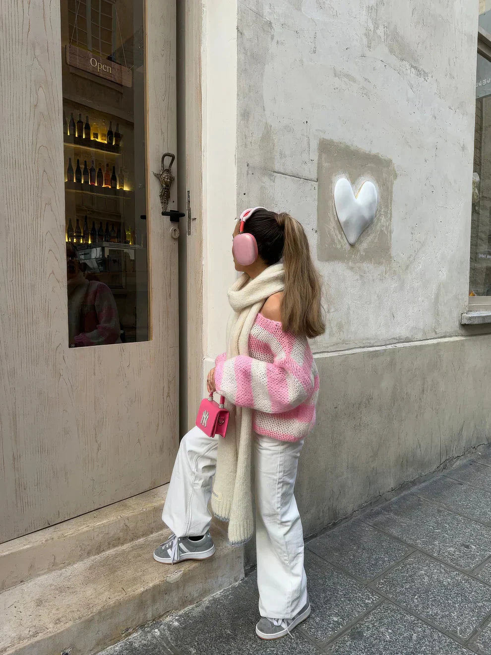 Lässiger gestreifter Strickpullover für Damen