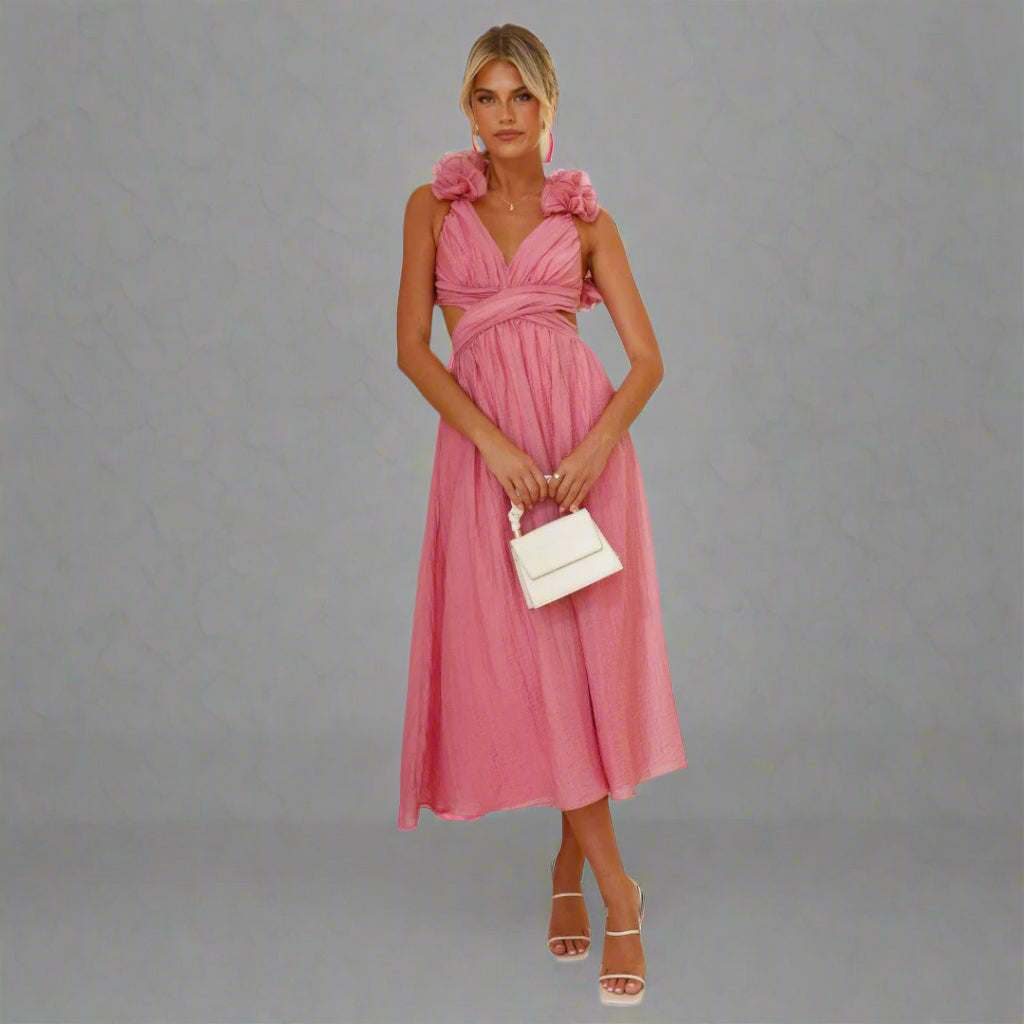 Ruth | Elegantes Blumenmuster-Schulterkleid