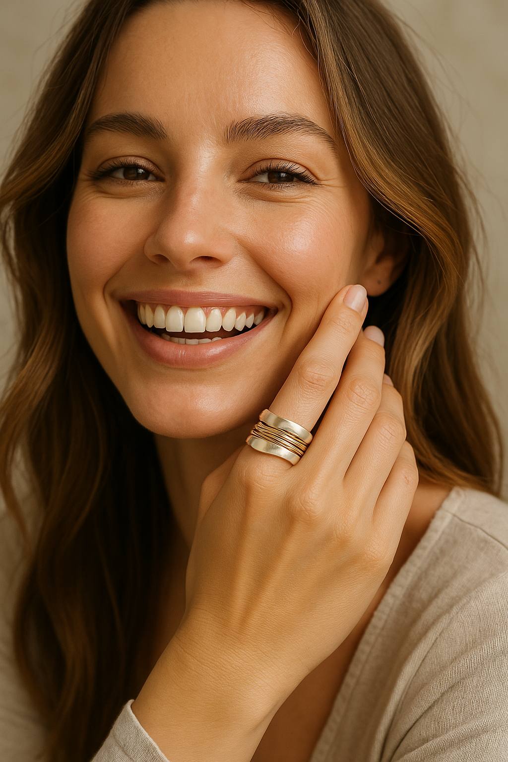 Silberner Ring mit goldenen Fäden