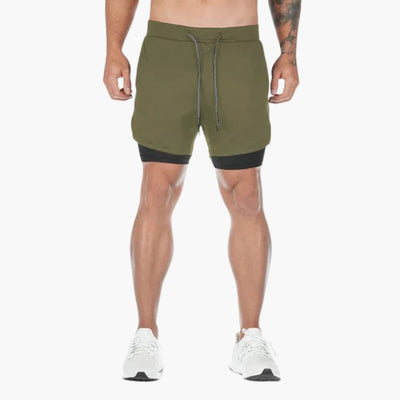 Herren Trainingsshorts mit Innenhose und Kordelzugbund