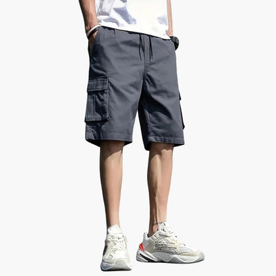 Herren Cargo Shorts mit Kordelzug und Klappentaschen