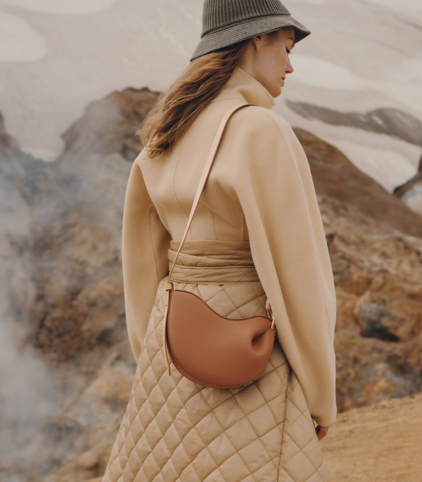 Tote Bag Damen Vegan – Große Schultertasche aus Kunstleder in Cognac