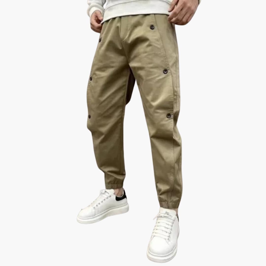 Herren Sommerhose mit Knopfleiste und elastischen Bündchen