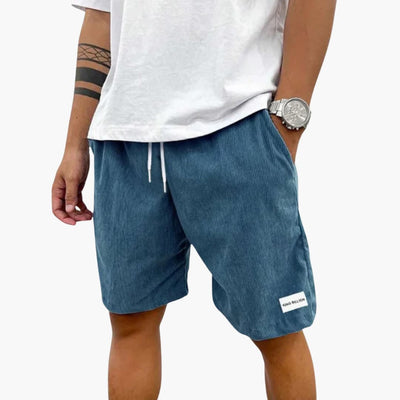 Herren Sommer Shorts mit Kordelzug und Cordstruktur