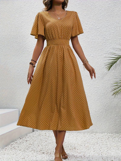 Bettina – Kurzarmkleid Damen Allover-Print Für Frühling Sommer