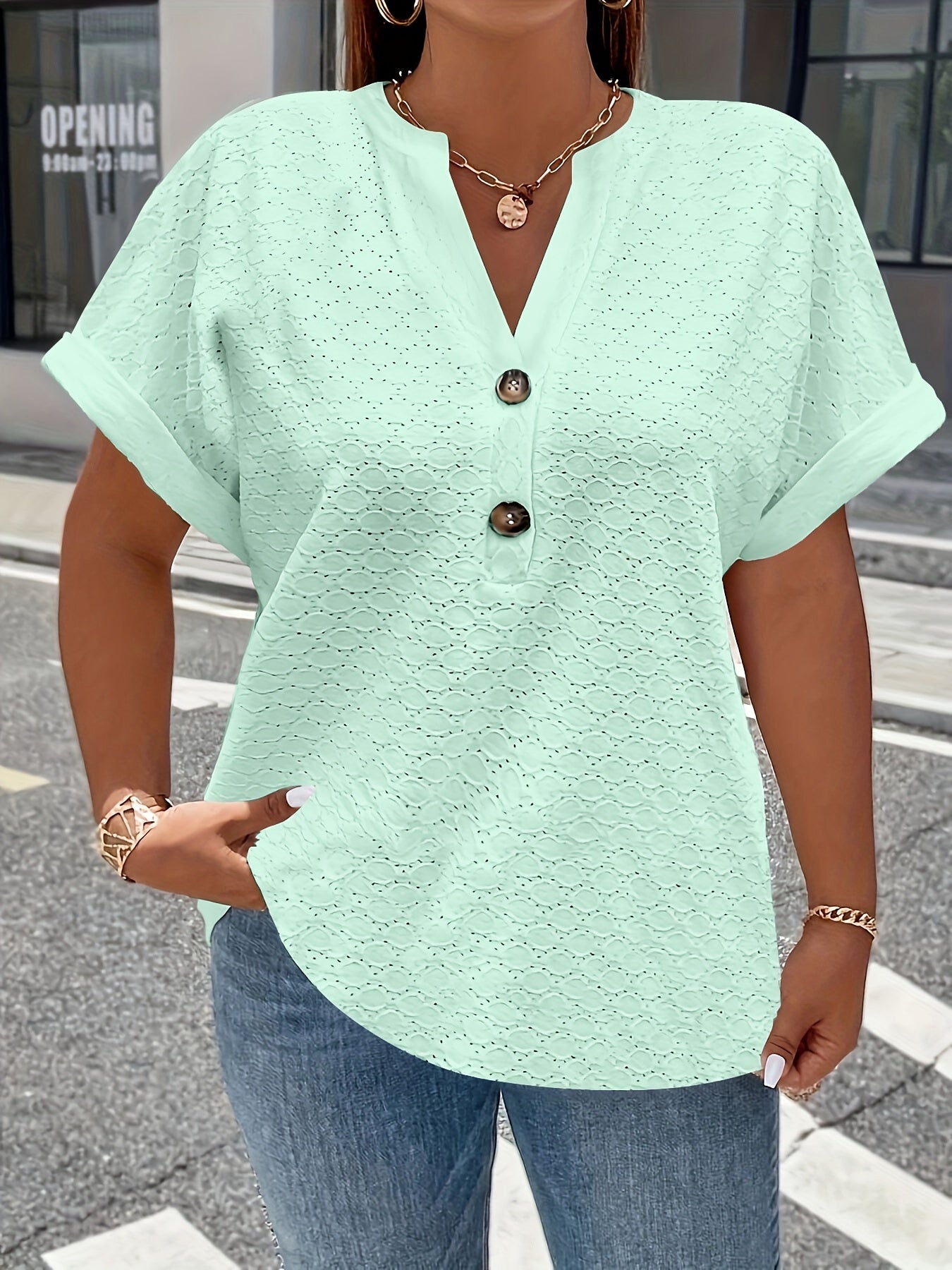 Susanna ™ | Lässige V-Ausschnitt Bluse mit Knopfdetails