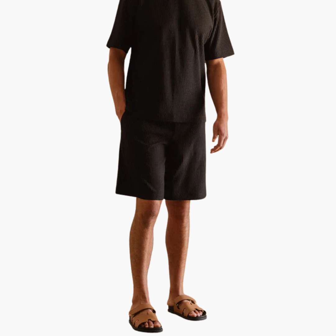 Plissee-Zweiteiler mit Kurzarmhemd - Herren Sommer-Set