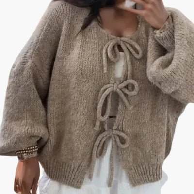 Strickjacke mit Schleifenverschluss für Damen