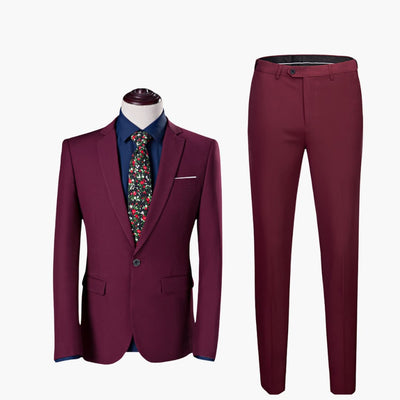 Herren Zweiteiler Anzug mit Blazer und flacher Front Hose
