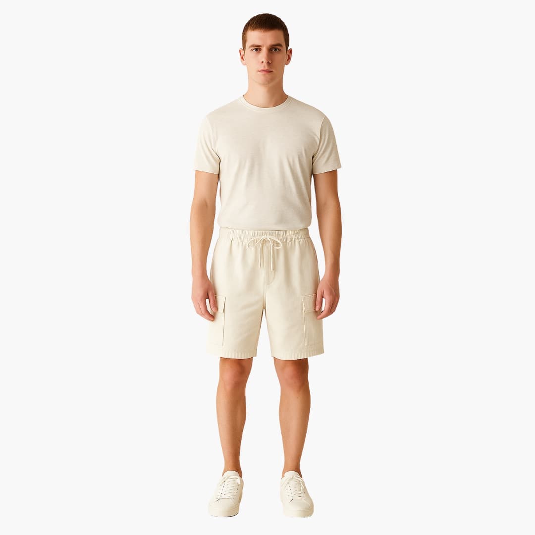 Herren Leinen Sommer Shorts mit Cargo- und Seitentaschen