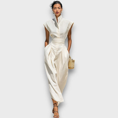 Liorna – Maxikleid aus reiner Baumwolle mit Kragen