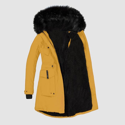 Stylisch – parka für damen mit schwarzem kunstfell
