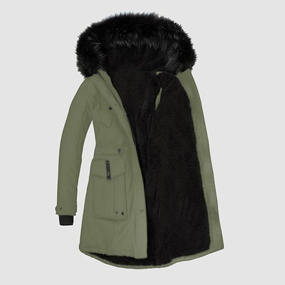 Stylisch – parka für damen mit schwarzem kunstfell