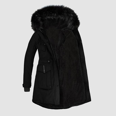 Stylisch – parka für damen mit schwarzem kunstfell