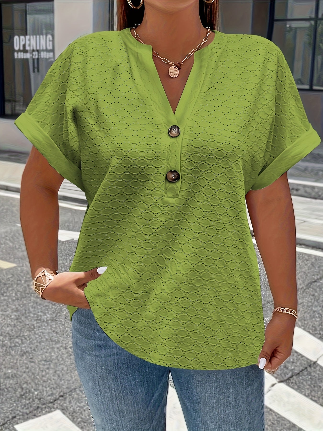 Susanna ™ | Lässige V-Ausschnitt Bluse mit Knopfdetails