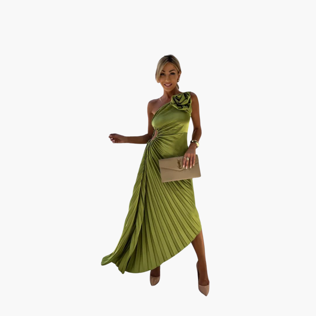 Romantisches Midikleid für Damen – 3D Blumenapplikationen
