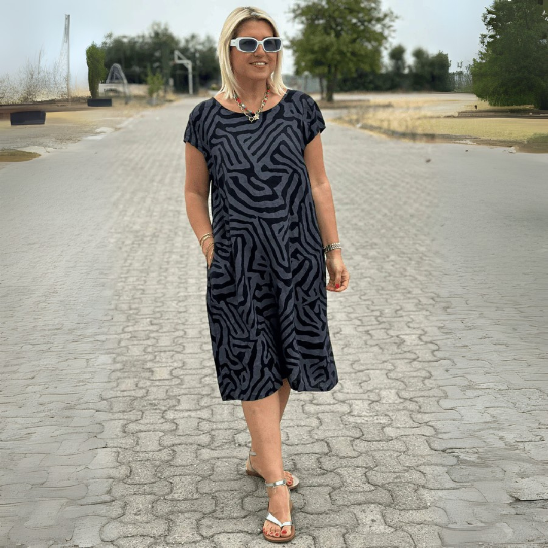 Nelia | Sommerkleid mit Rundhalsausschnitt und elegantem Muster