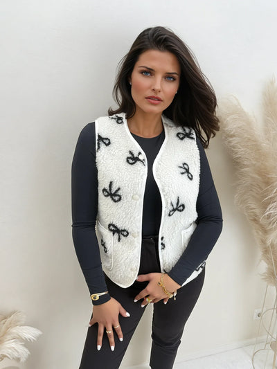 Teddy-Weste Schleifen-Print