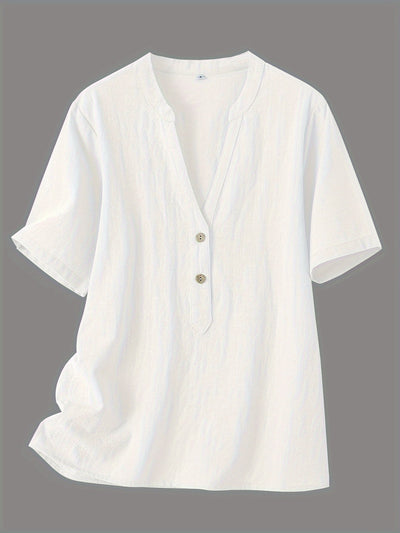 Sharron – Elegante Blusa V-Ausschnitt Mit Knopf
