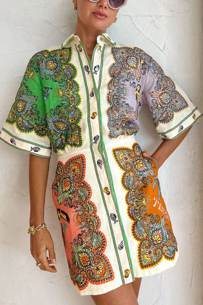 Coco™ - Meerjungfrau Druck Shirt Mini Kleid