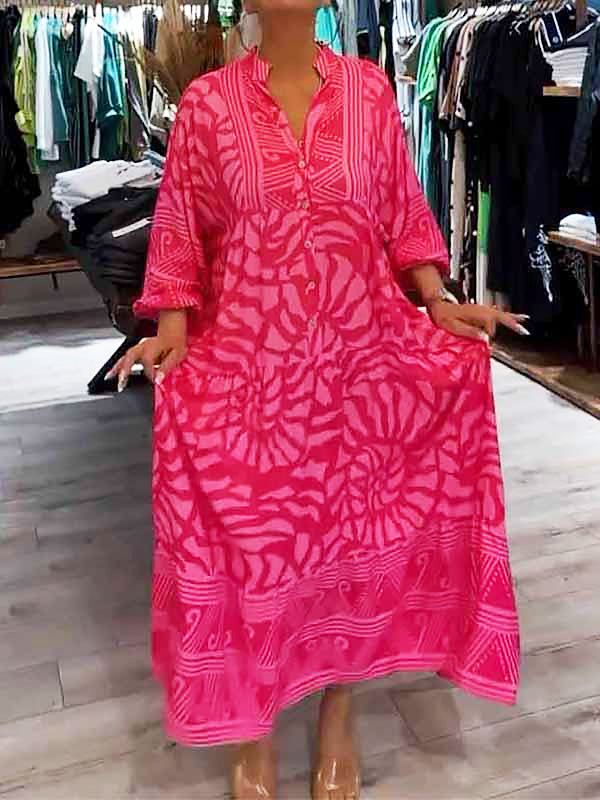 Elka™ - Weites bedrucktes V-Ausschnittkleid für Frauen