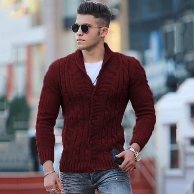 Herren Gestrickte Strickjacke mit Kragen