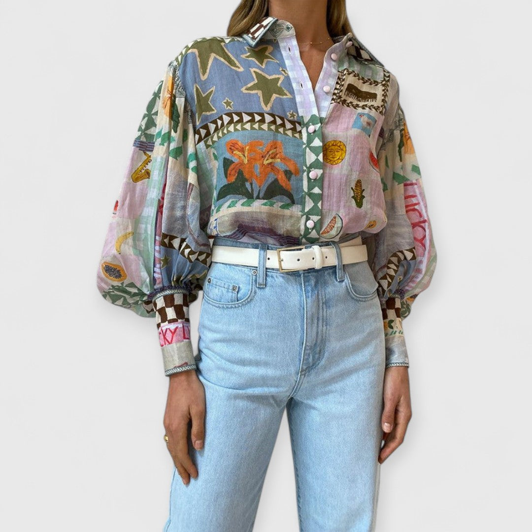 Clara | Nostalgisches Shirt mit Blouson-Ärmeln