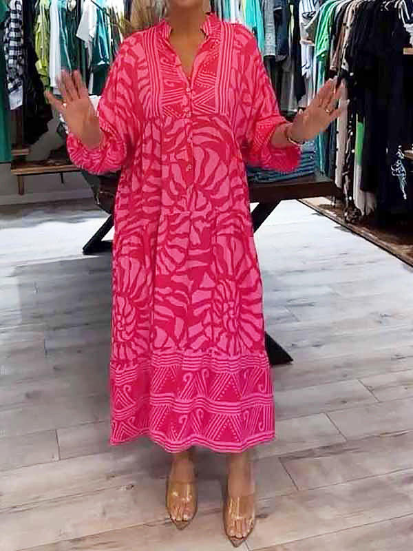 Elka™ - Weites bedrucktes V-Ausschnittkleid für Frauen