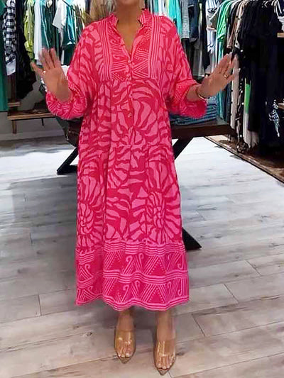 Elka™ - Weites bedrucktes V-Ausschnittkleid für Frauen