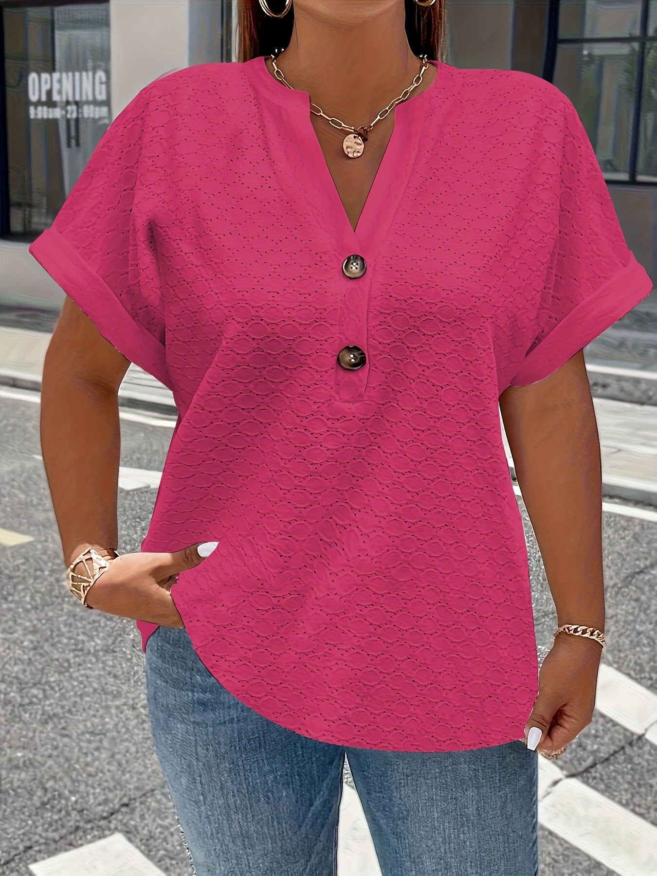 Susanna ™ | Lässige V-Ausschnitt Bluse mit Knopfdetails