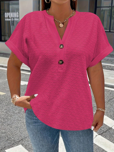 Susanna ™ | Lässige V-Ausschnitt Bluse mit Knopfdetails