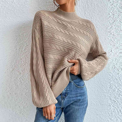 Eleganter Rollkragenpullover aus Zopfmuster für Damen
