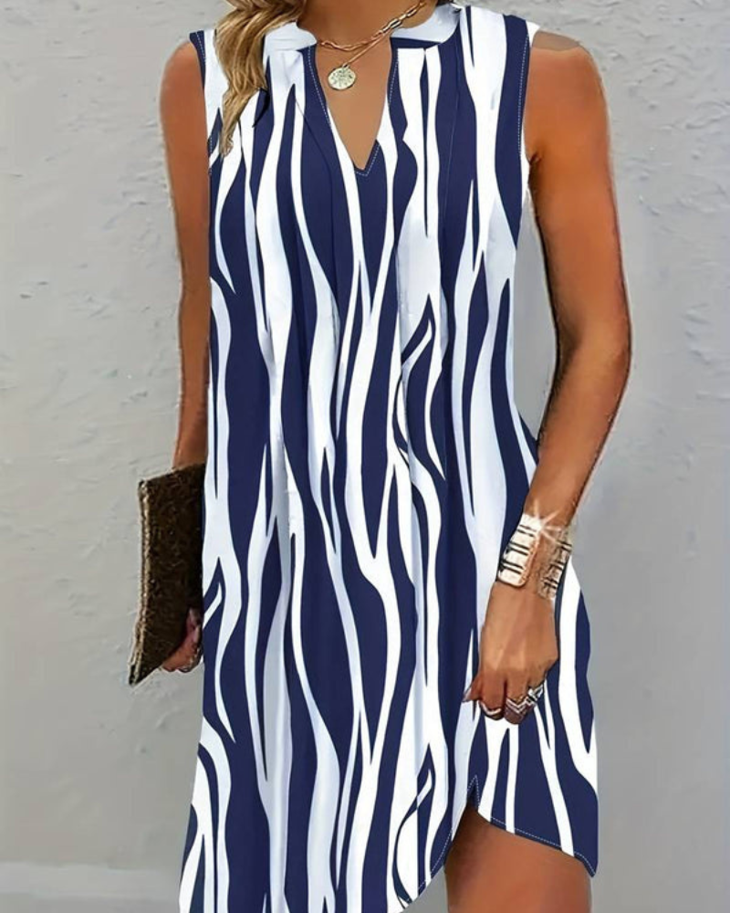 Damen Luftiges Gestreiftes Kleid | Mini Kleid