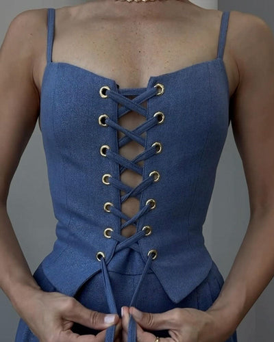 Pendler Alleskönner String Top & Hosen Zweiteiliges Set