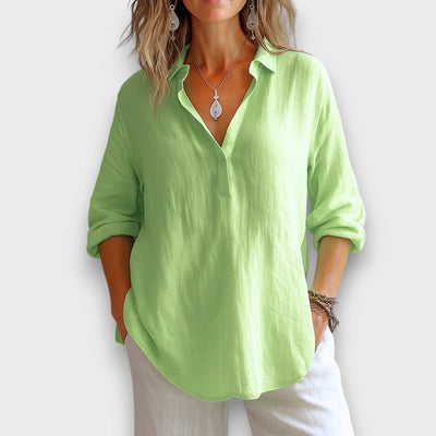 Anelle – Leinenbluse mit V-Ausschnitt