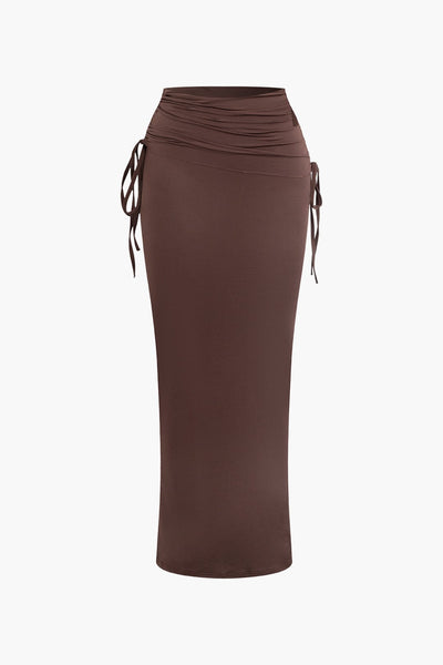 Melody | Asymmetrisches Zweiteiler-Set mit One-Shoulder Crop-Top & Maxi-Rock