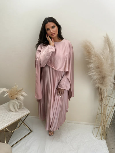 Satin Plissee Maxikleid