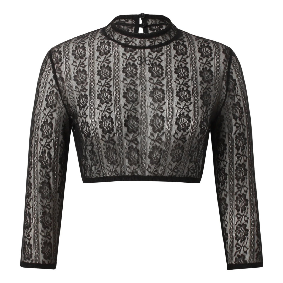 Damen Traditionell Schwarz Oktoberfest Dirndl Bluse