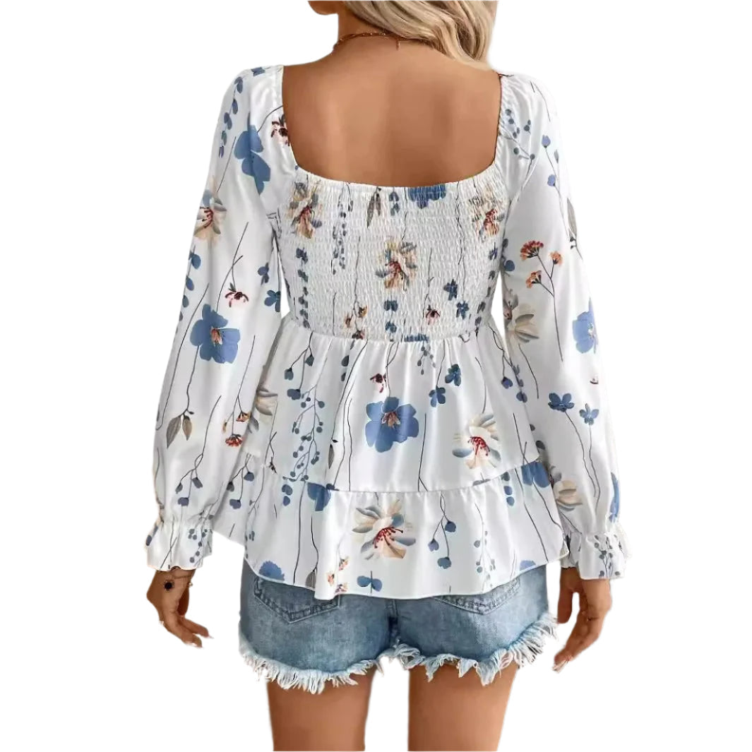 Kelly - Elegante florale Bluse mit langen Ärmeln