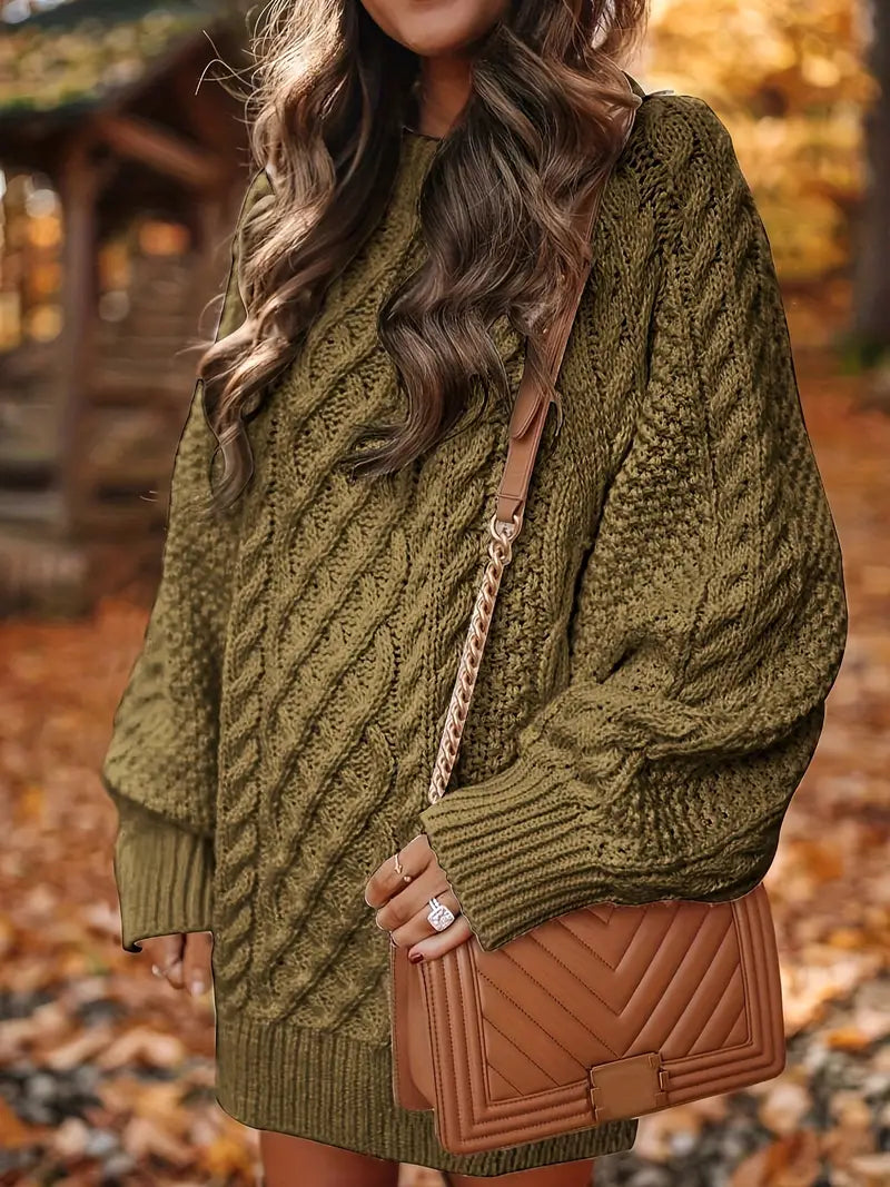 Chloé – Strick Pullover Kleid mit Zopfstrick