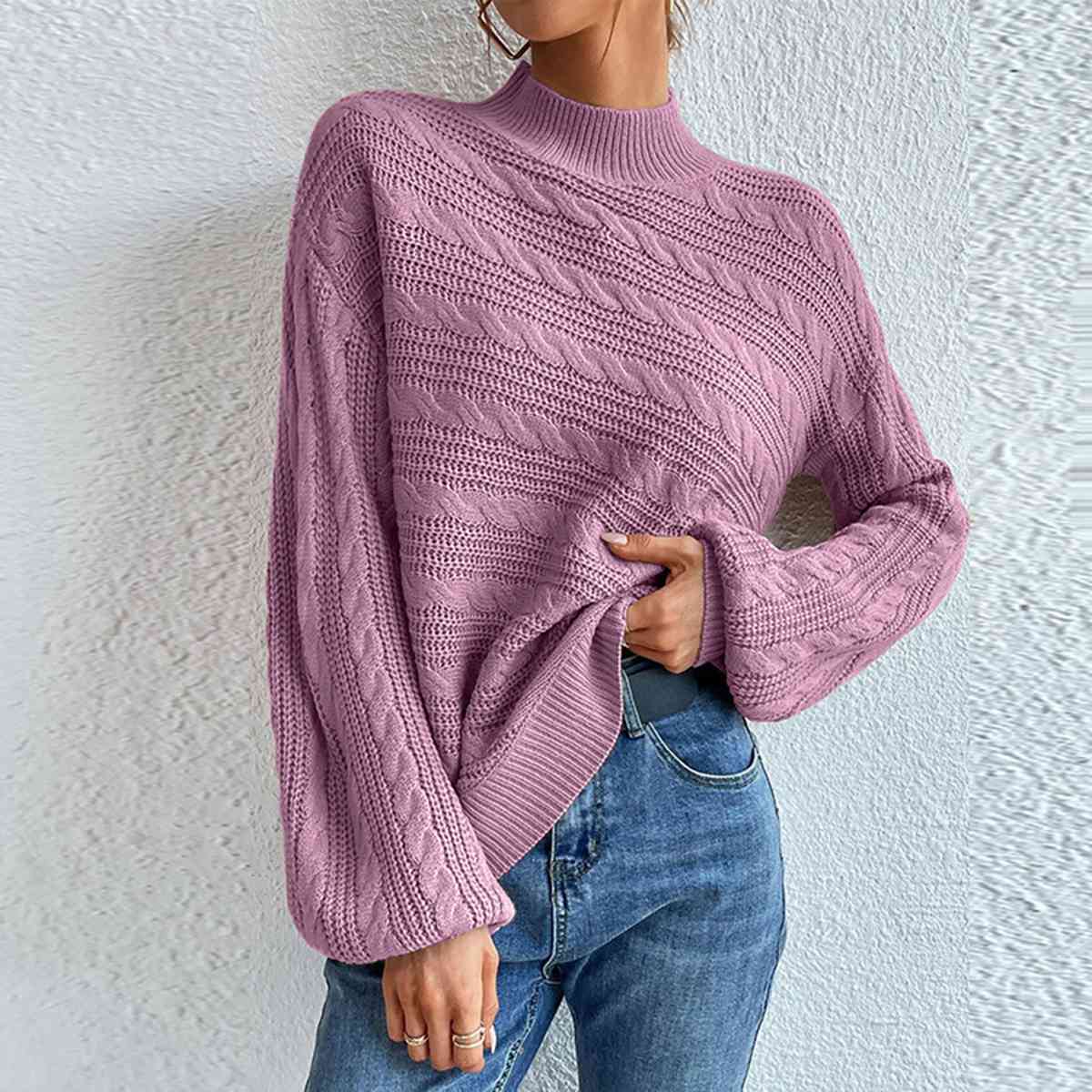 Eleganter Rollkragenpullover aus Zopfmuster für Damen