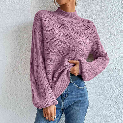 Eleganter Rollkragenpullover aus Zopfmuster für Damen