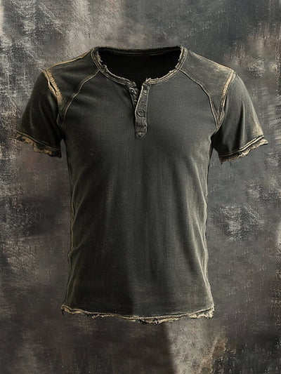 Herren T-Hemd Im Vintage Schau Kurzärmelig Gewaschen Und Im Gebrauchter Schau