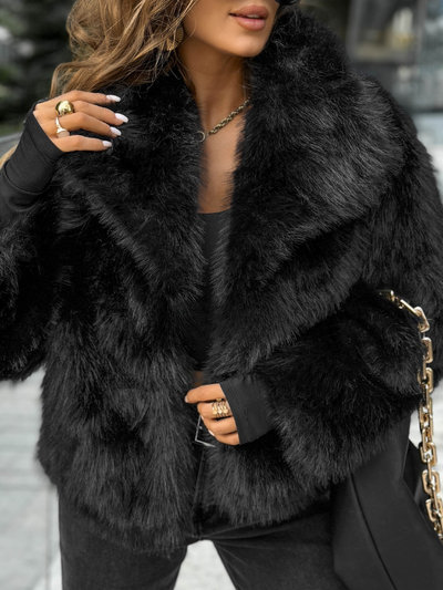 Leah | Faux Fur Mantel mit Kragen
