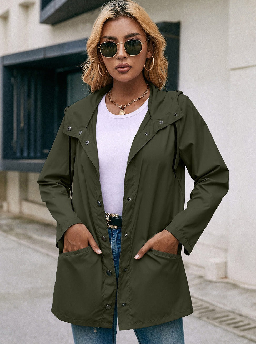 Aurora® | Lässige Jacke mit Kapuze und Knöpfen