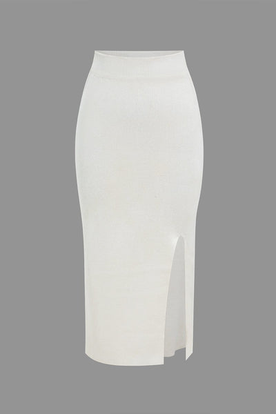 Lara | Zweiteiler-Set mit Oversized-Pullover & Schlitzrock